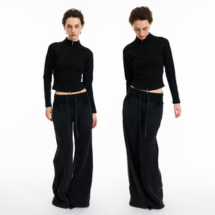 秋冬 休闲加绒运动裤 NOINFO反叛 低腰千禧时髦基础百搭喇叭裤