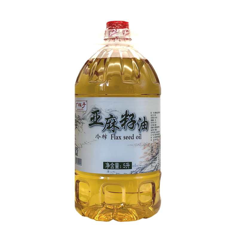 广林子亚麻籽油 冷榨亚麻籽油 一级 绿色食品5升图片