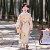 六一夏男童汉服国学服古装 春夏 帅气小男孩武侠风演出服圆领袍唐装