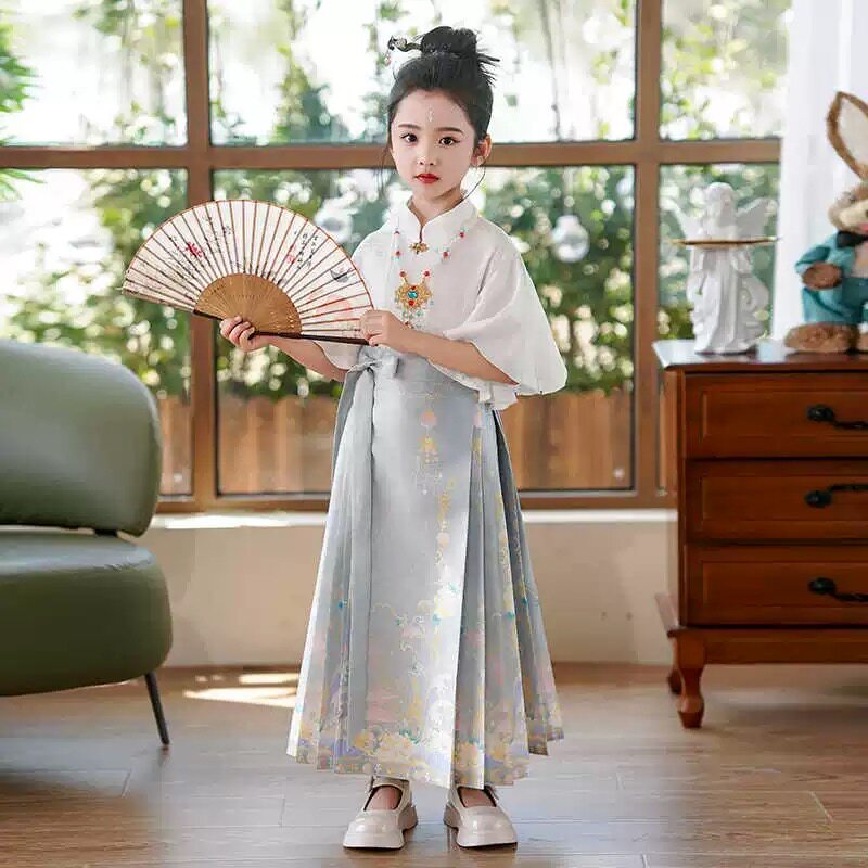 六一演出服夏季女童马面裙套装新中式国风幼儿园表演服装