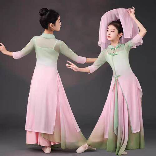 青烟里儿童斗笠道具古典舞演出服中国舞练功服演出套装练功服纱衣