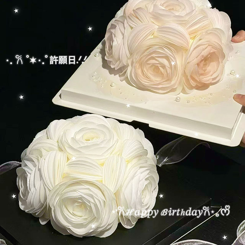 玫瑰花苞成品蛋糕烘焙糯米纸配件