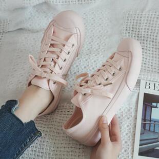 嘉本2025小众设计奶油小白鞋复古做旧运动情侣帆布鞋休闲时尚帆布