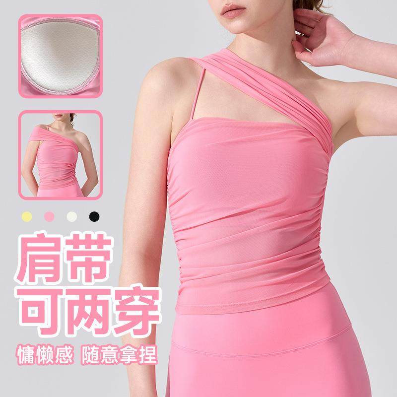 性感无袖显瘦上衣休闲跑步健身服女单肩瑜伽服辣妹背心外穿吊带女