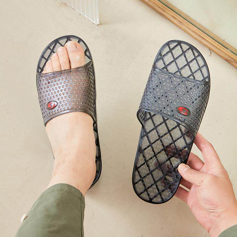 水晶拖鞋男塑料家居耐磨室内居家浴室洗澡防滑情侣拖防臭凉拖鞋女