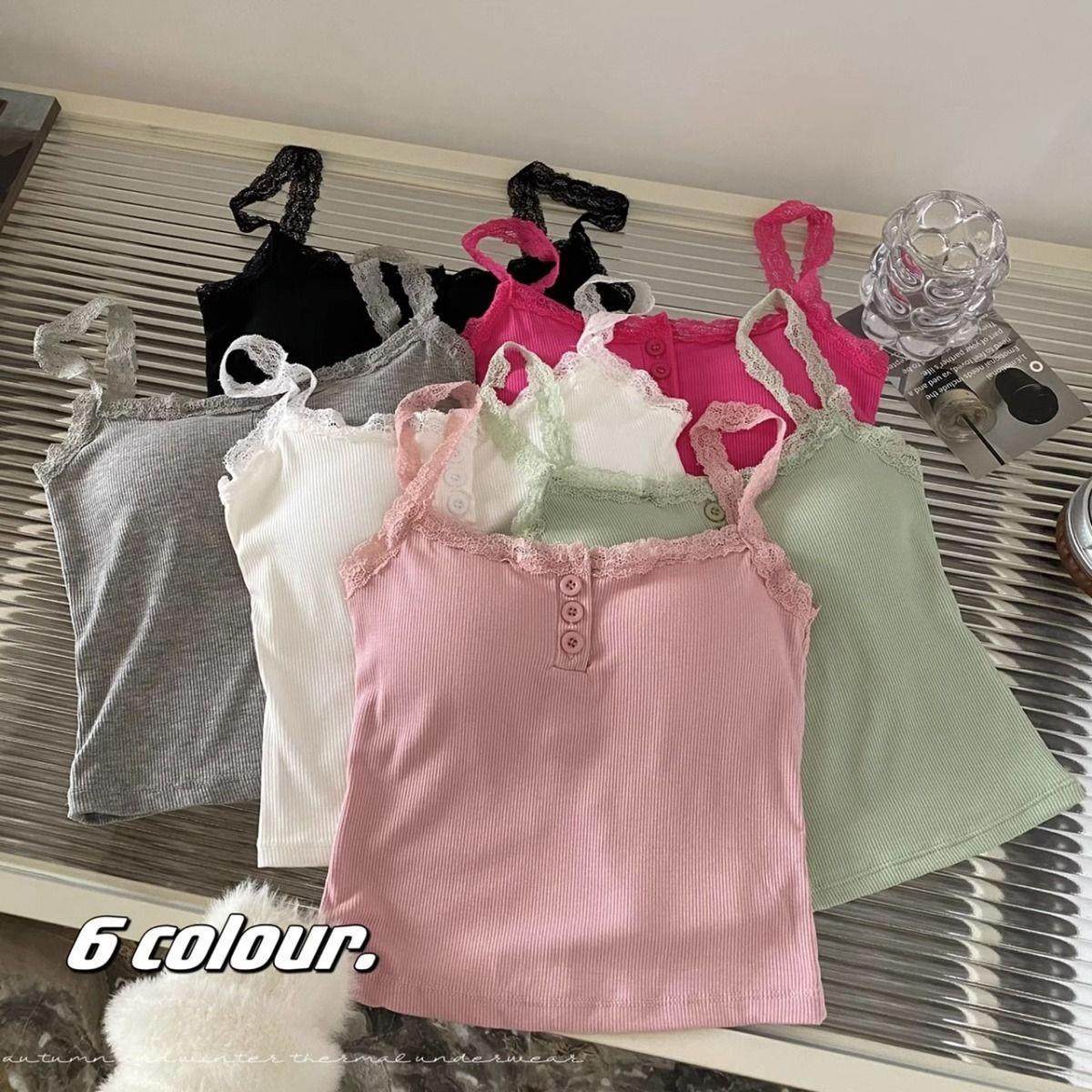蕾丝花边吊带小背心女带胸垫早春新款内搭外穿纯欲风甜美无袖上衣,女士内衣/男士内衣/家居服,抹胸,淘宝优惠券,粉丝福利购,淘宝优惠卷