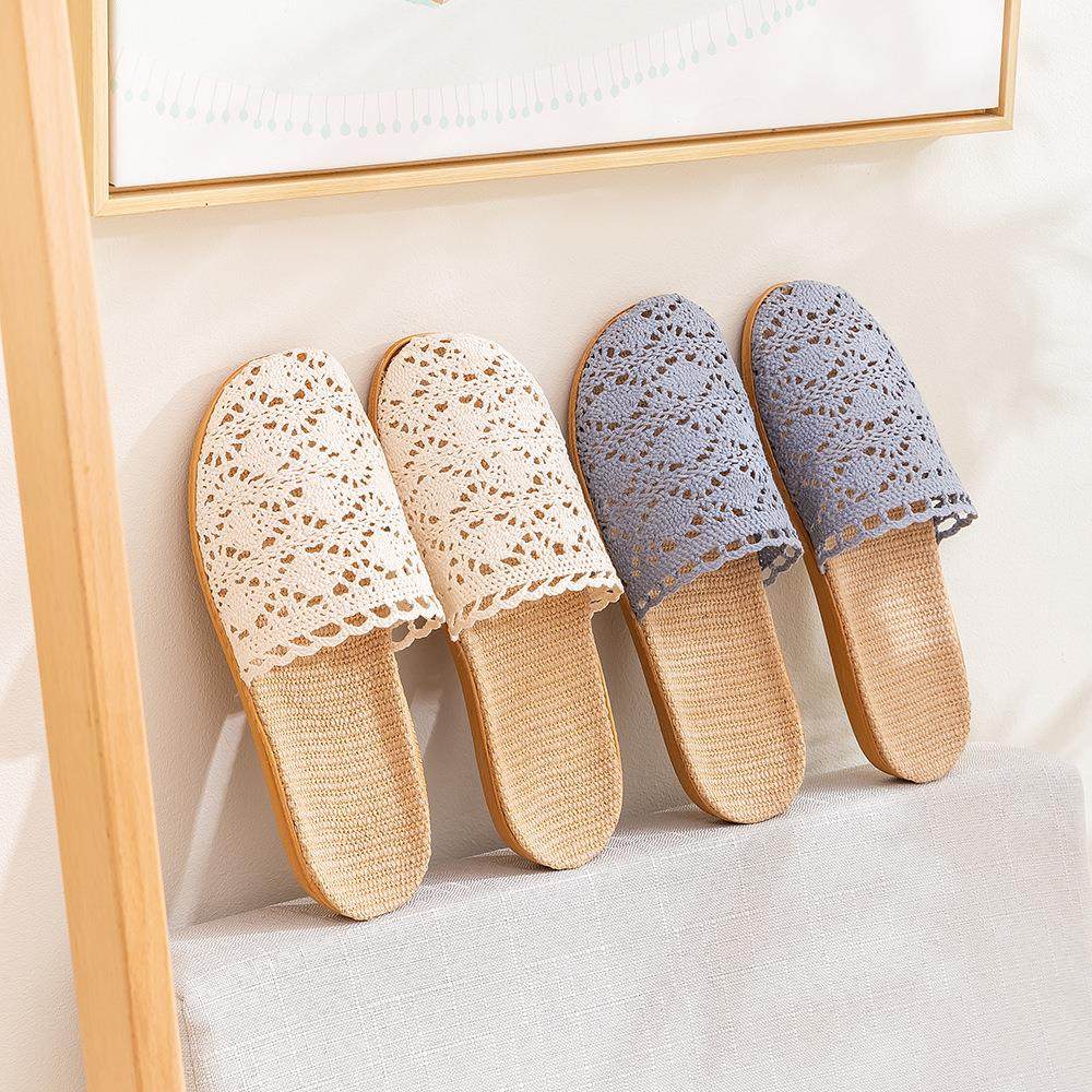 新款四季包头蕾丝居家亚麻女士拖鞋室内防滑家用木地板静音凉托鞋,居家布艺,居家亚麻拖鞋,淘宝优惠券,粉丝福利购,淘宝优惠卷