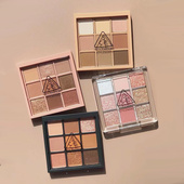 韩国新款 3CE九宫格眼影盘四宫格overtake大地三色眼影新色透明壳