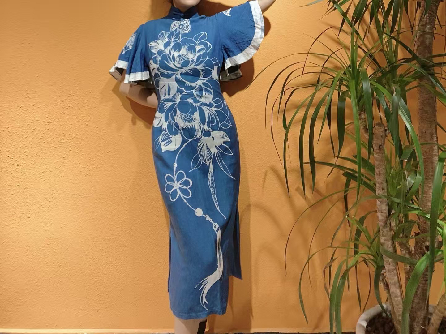 民族风手工植物染蜡染qi p