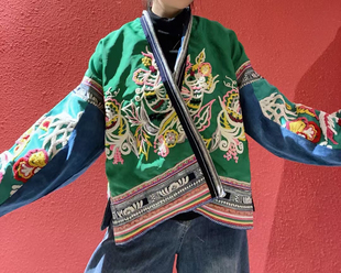 民族风手工老割绒彩蜡外套