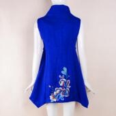 捡漏XL 3XL 金帛锦2025秋冬季 刺绣毛呢马甲中长款 蓝色大牌尾货