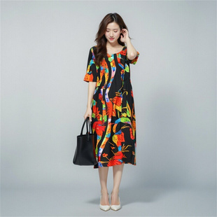 撞色真丝桑蚕丝短袖 2026夏季 女式 连衣裙折扣尾货 捡漏XL3XL