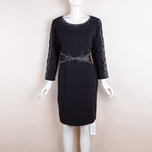 镶钻刺绣显瘦黑色连衣裙高端尾货 柏琳依卡2026春秋季 捡漏XL