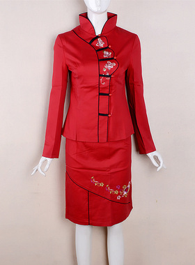 （捡漏M）玛格蒂娅2025秋季刺绣新娘装古典敬酒服两件套红色断码