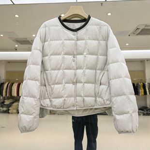 欧洲站高端羽绒服短款女2026冬新款时尚百搭针织圆领保暖鸭绒外套