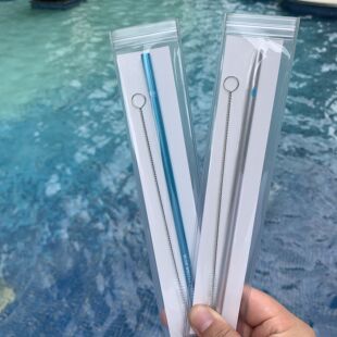 国内现货日本blue bottle coffe蓝瓶子铝制吸管银色/蓝色含清洗刷