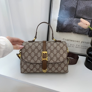 包包女士2026新款 老花斜挎包女高级感轻奢小众宽带单肩手提剑桥包