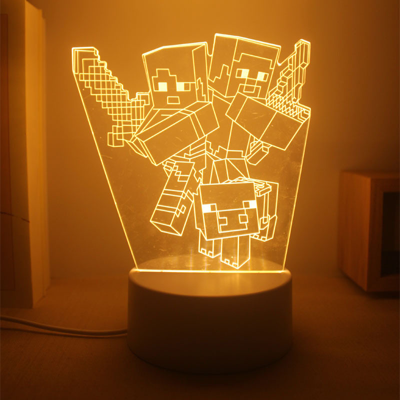 创意3D我的世界小夜灯动漫台灯人物儿童卧室灯礼品摆件氛围灯