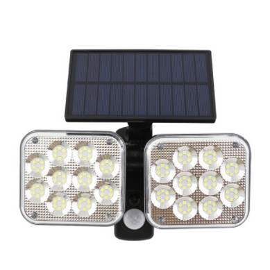 LED太阳能灯人体感应遥控双头壁灯家用户外围墙灯花园别墅庭院灯