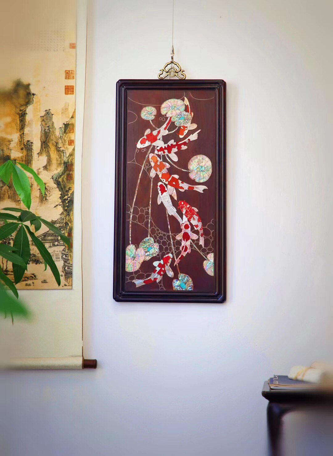 印度小叶紫檀百宝嵌蝶恋花挂屏红木中式挂匾客厅玄关墙壁装饰挂画
