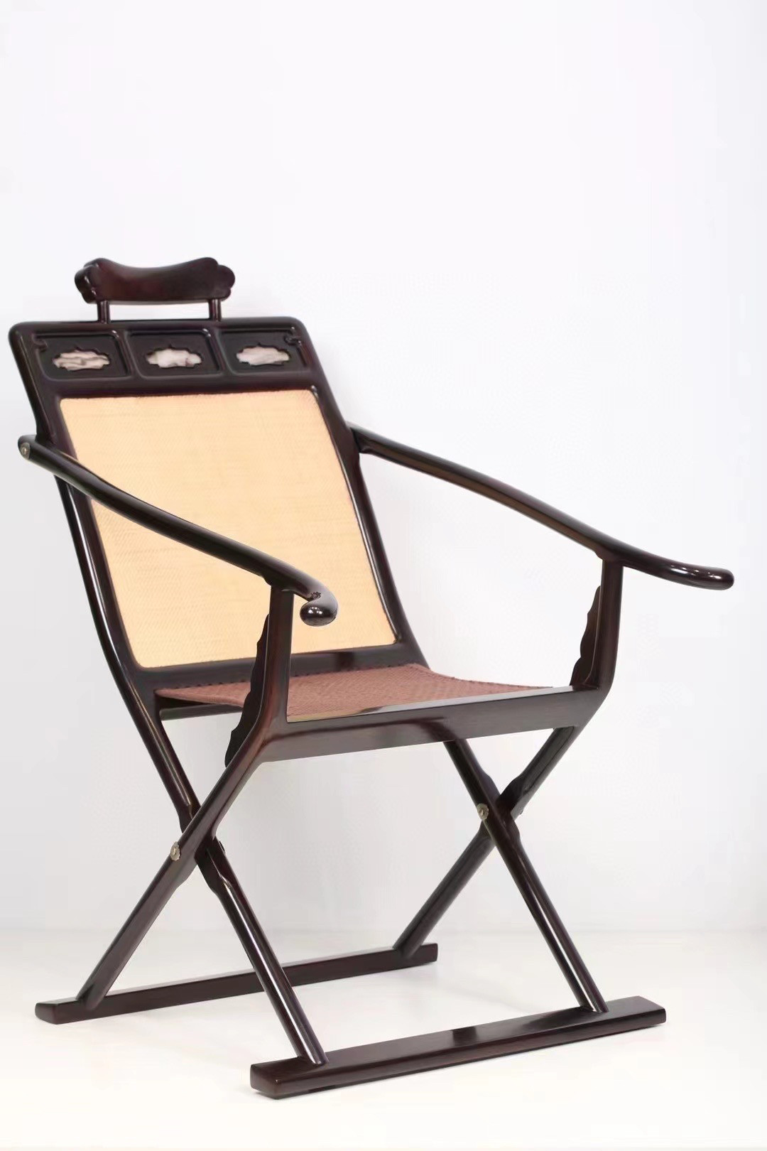 非洲小叶紫檀醉翁椅春椅实木藤面折叠躺椅中式休闲交椅圈椅