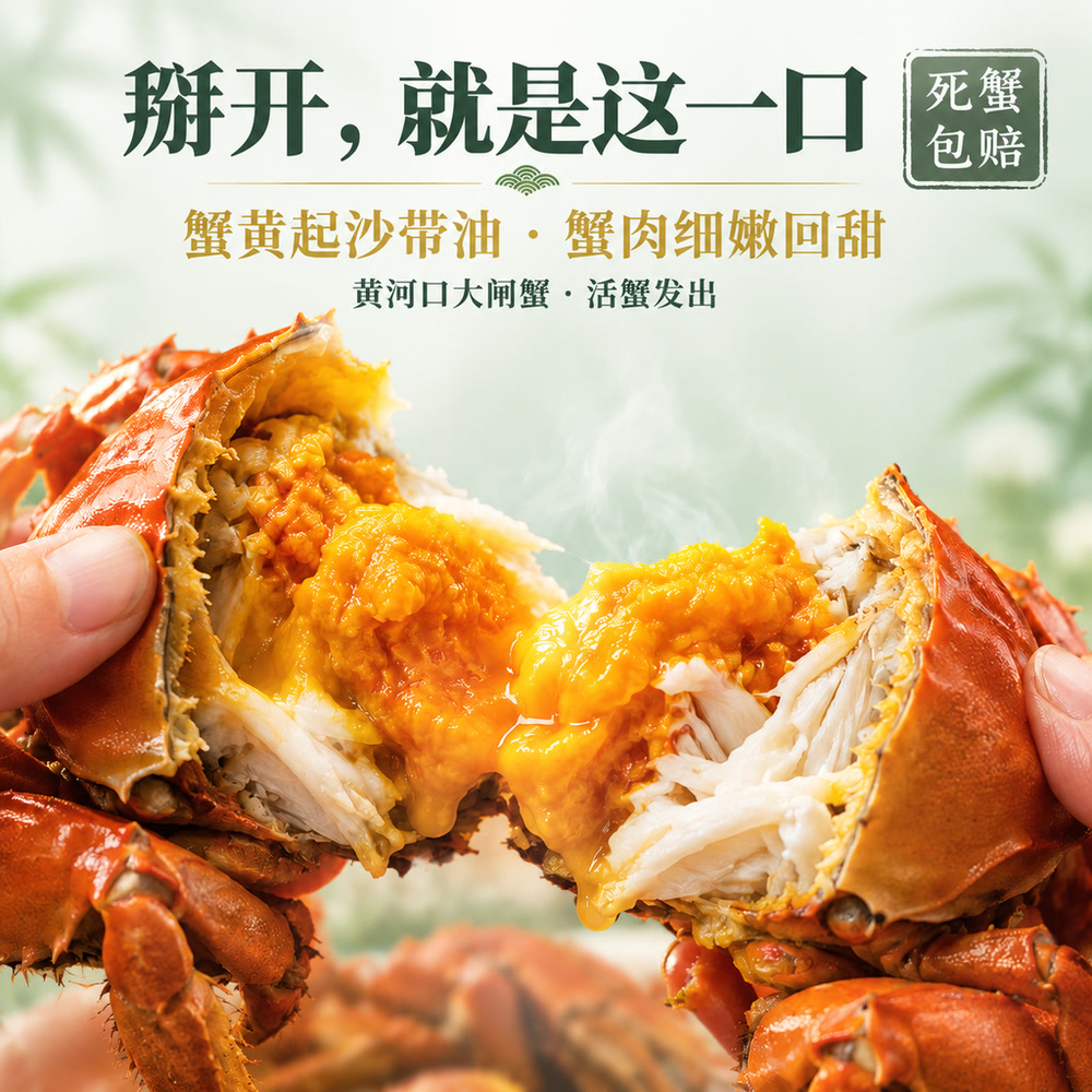 黄河口大闸蟹现货蟹黄饱满