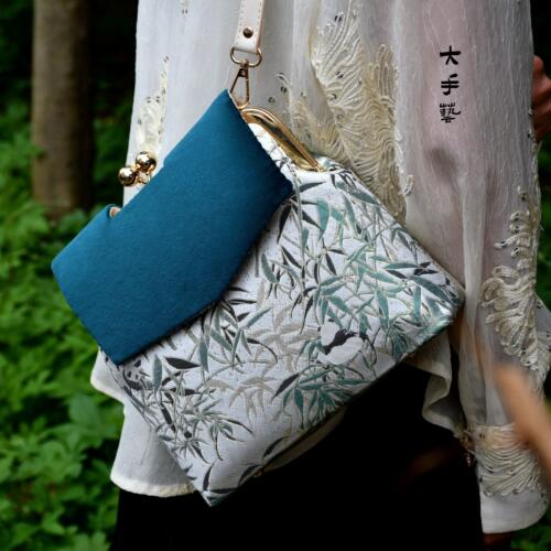 双肩包-非遗宋锦新中式真丝锦缎手工包口金包DIY材料包手工作业