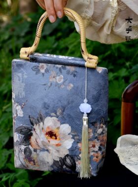 仿竹编衣架包-非遗宋锦新中式真丝手工包口金包DIY材料包手工作业