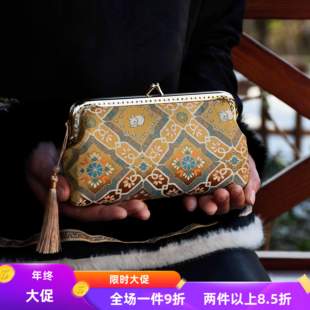 特价手机包大笔袋-非遗新中式宋锦刺绣真丝手工包口金包DIY材料包