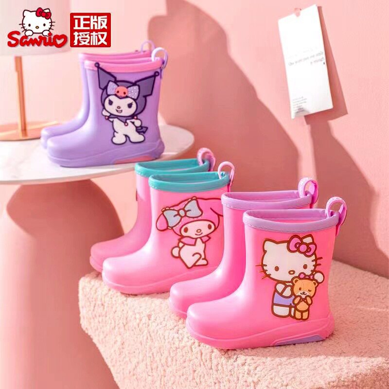 美乐蒂正版儿童雨鞋女童防滑宝宝雨靴玉桂狗HelloKitty库洛米水鞋 - 实物图