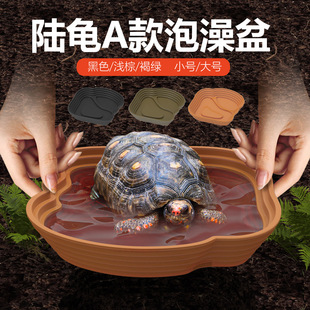 爬宠黄缘龟乌龟泡澡水盆陆龟半水龟喝水喂食盆洗澡盘饲养箱造景盆