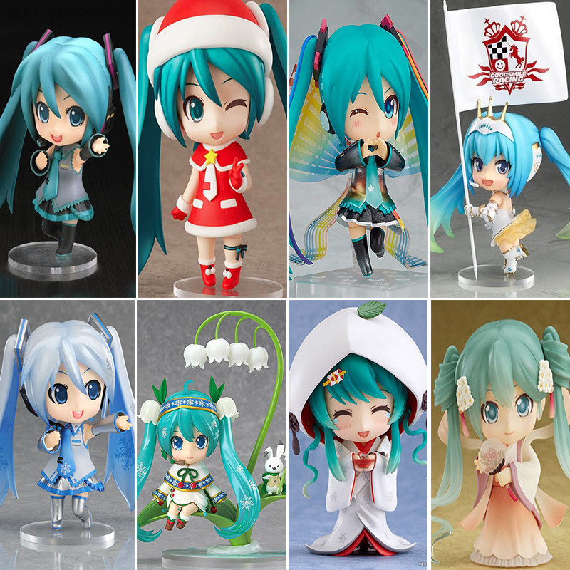 初音未来手办q版粘土人各种樱雪初音摆件赛车女郎白