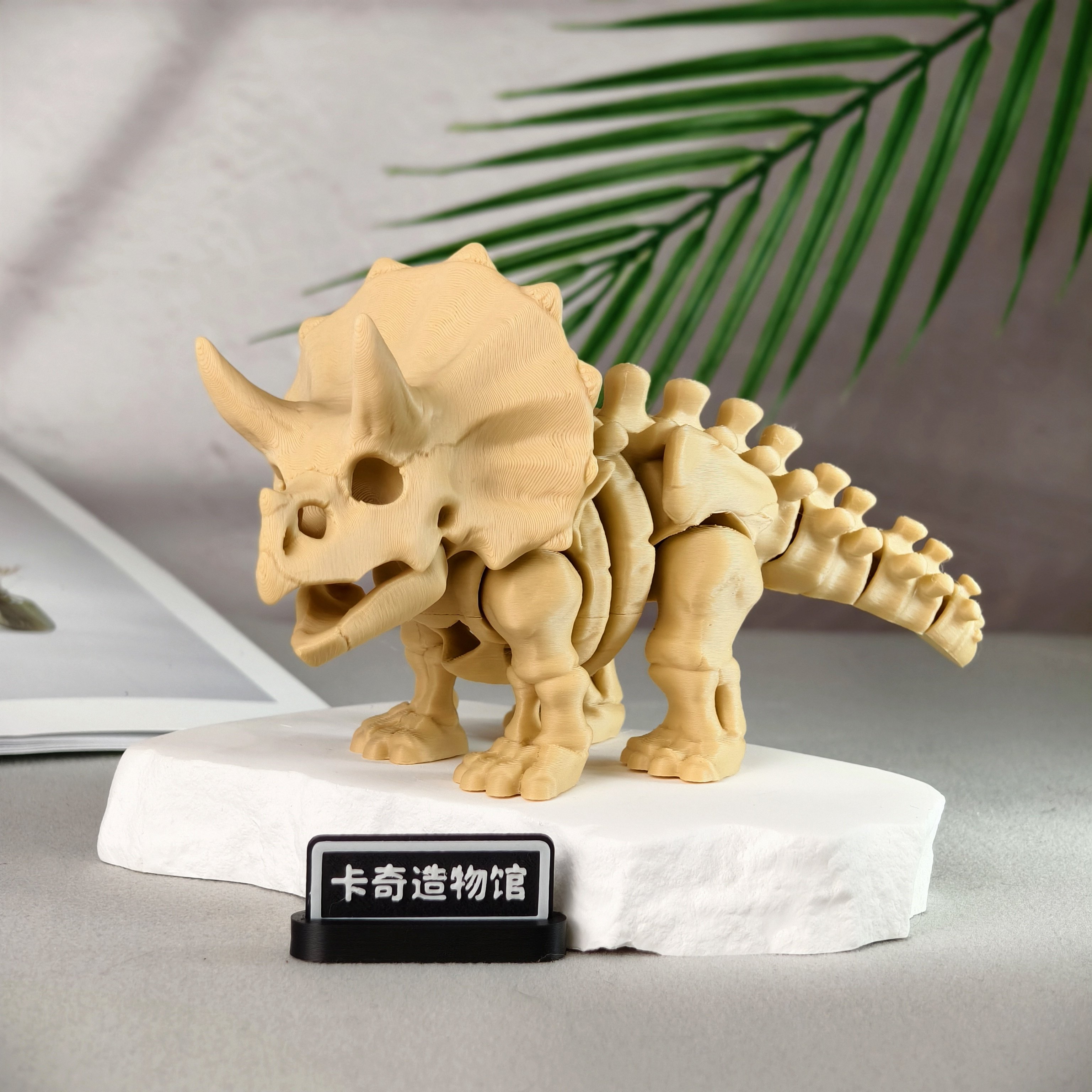 3d打印三角龙关节可动恐龙骨架化石桌面摆件创意玩具爆款儿童礼物