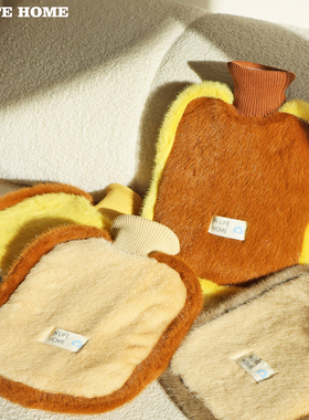 土司面包拼色热水袋注水毛绒暖水袋大容量长方形圆形热敷暖手暖肚