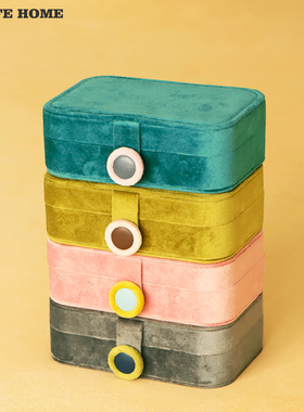 复古便携首饰盒饰品耳钉耳环戒指项链收纳盒礼物防氧化双层大容量