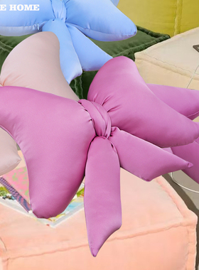 ins粉色蝴蝶结抱枕轻奢高级靠枕 女生沙发客厅飘窗公主床软装腰靠