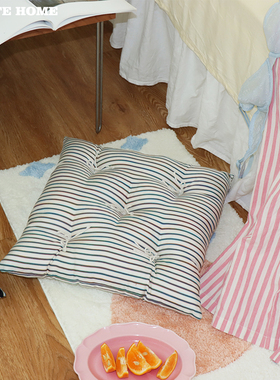 蝴蝶结绑带条纹垫子ins风地毯坐垫地上榻榻米咖啡厅皮沙发椅垫P垫