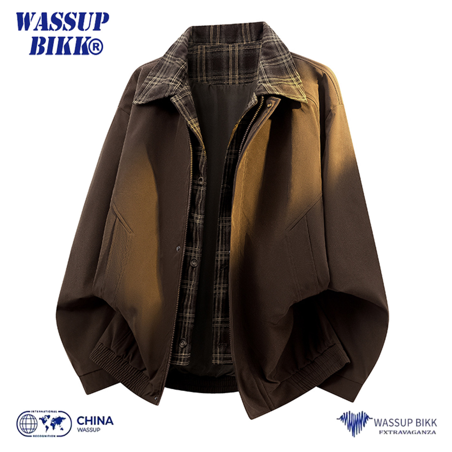 胖哥加肥加大假两件外套男士春秋穿搭棒球服青少年美式翻领夹克男,男装,大码上装,淘宝优惠券,粉丝福利购,淘宝优惠卷