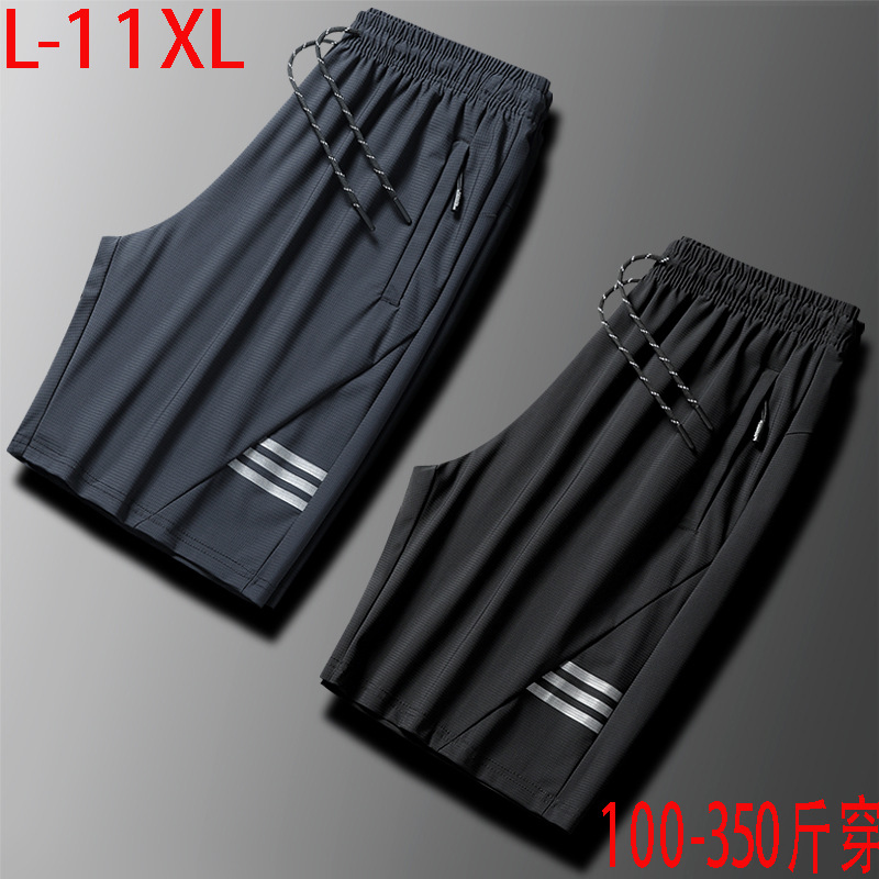 肥佬大码速干短裤夏季冰丝休闲裤胖子宽松加肥加大弹力运动五分裤