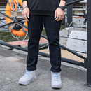 男胖子加肥加大直筒宽松百搭纯色休闲潮流显瘦长裤 春秋大码 牛仔裤