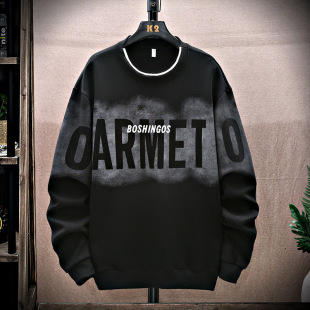 扎染渐变卫衣男款大码秋冬美式复古圆领oversize外套潮牌加绒上衣