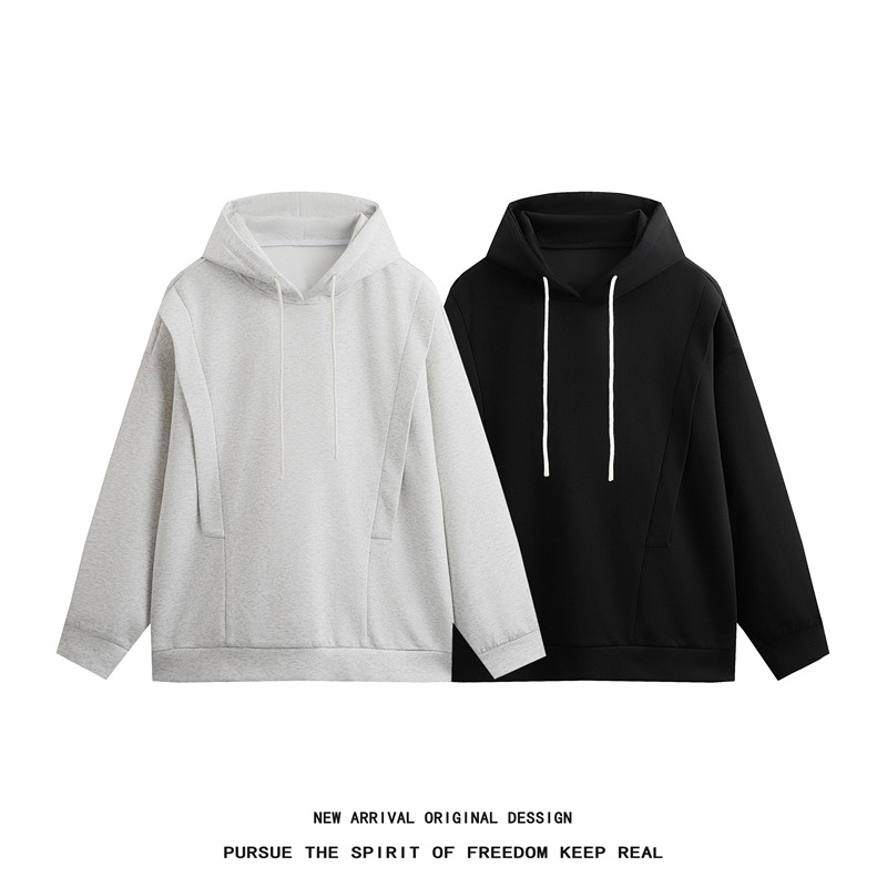 春秋不球球上衣大码宽松胖子连帽个性活页设计感百搭休闲卫衣情侣