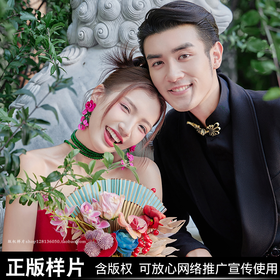 2025年影楼新中式园林婚纱照样片外景花絮小视频中国风彩纱客样照