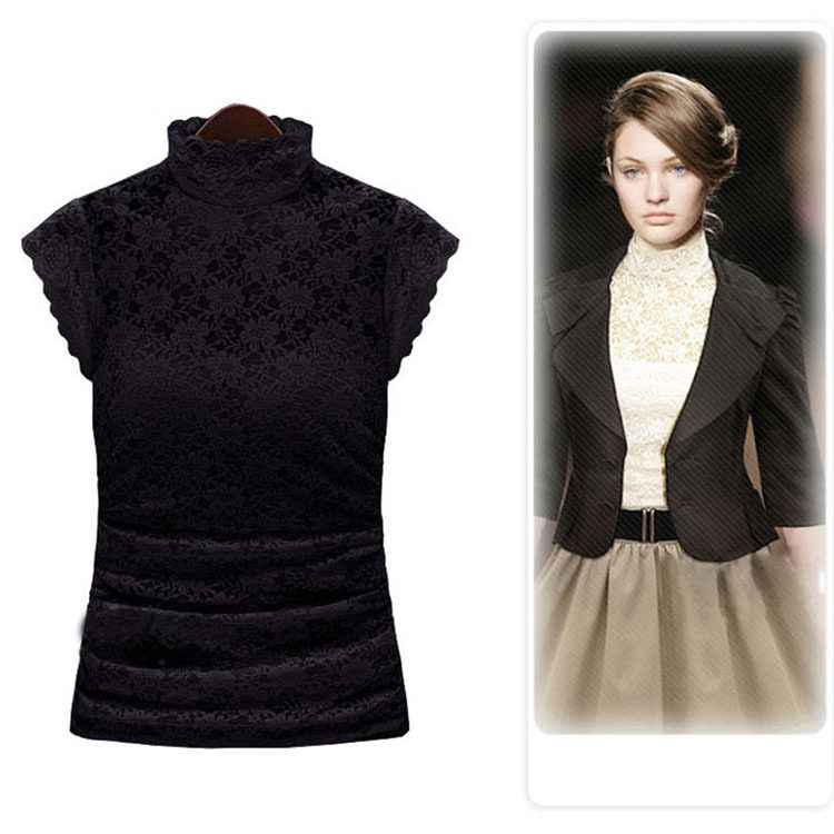 内搭蕾丝假领子黑纱高级感上衣