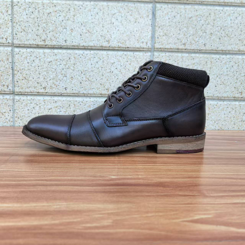 外贸英伦中帮休闲马丁靴男真皮