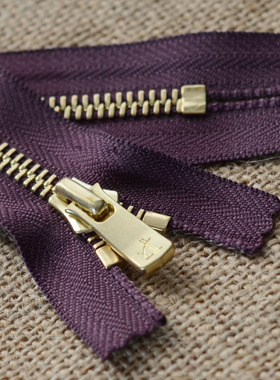 5#金铜Excella闭口 紫拉链10-80cm YKK金属拉链 金属皮具拉链