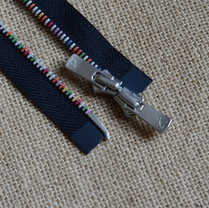 ykk5#彩齿玉米牙50-120cm玉米牙黑拉链 彩齿手工 ykk金属彩拉链