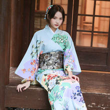 樱之美和风日本和服女蓝色樱花传统正装改良版和服套不易皱厚材质