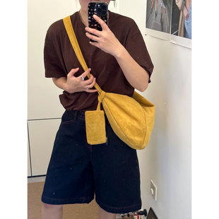 2026新款复古磨砂面单肩腋下饺子包女韩版月牙斜挎托特包子母包潮