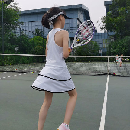 寻路人运动夏装儿童运动裙连衣裙女童网球裙套装速干羽毛球裙连体